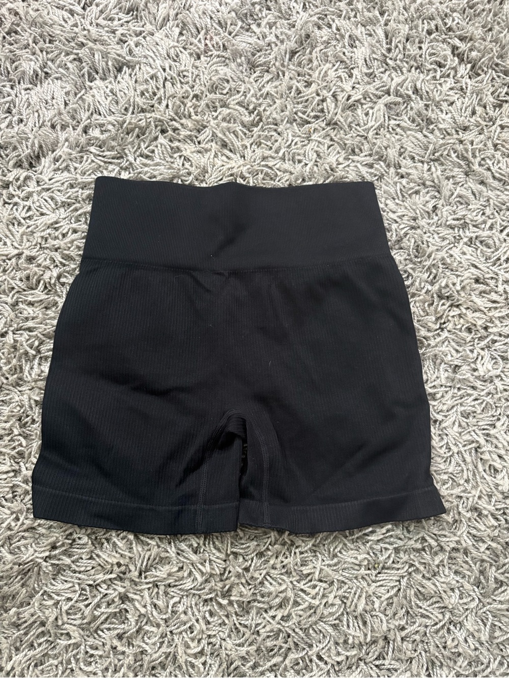Amazon Black Ribbed High-Waist Bike Shorts